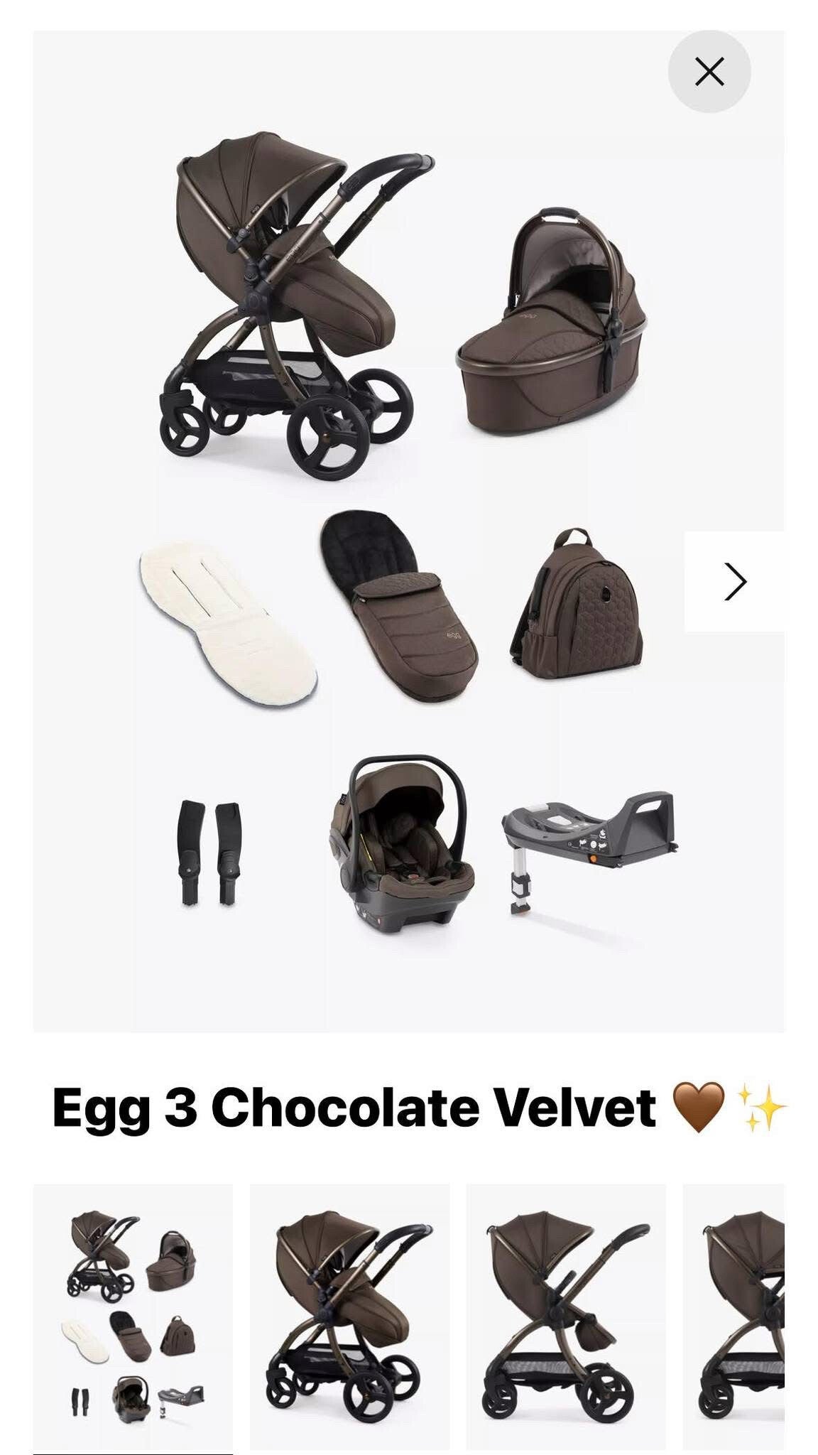 Egg 3 ® Luxury Shell i-Size Travel System Bundle - Chocolate Velvet 🤎