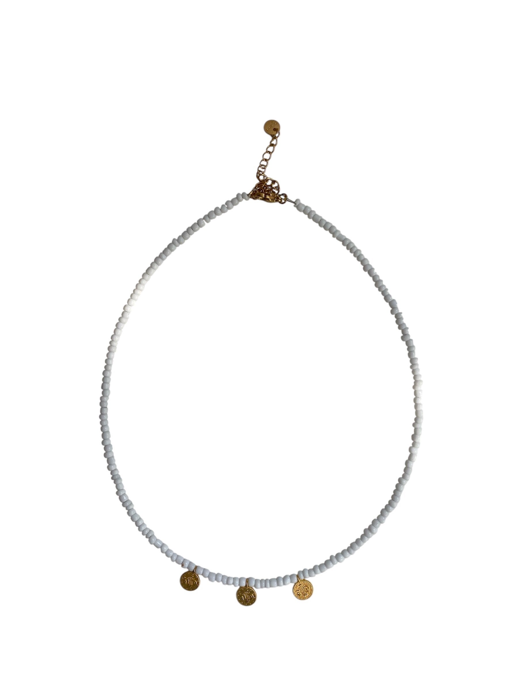 necklace white coins - gold