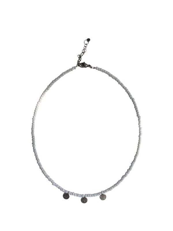 necklace white coins - silver