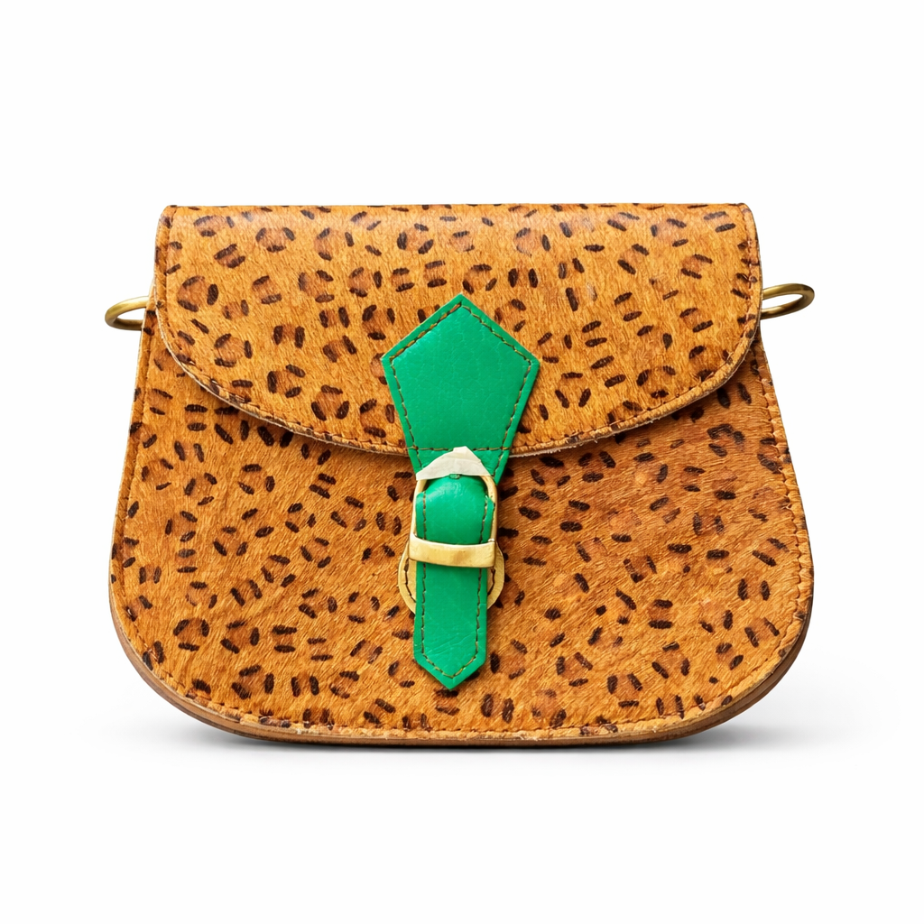 vanMauZ - Lederen dierenprint tas Suze Full Hairy - Bruin