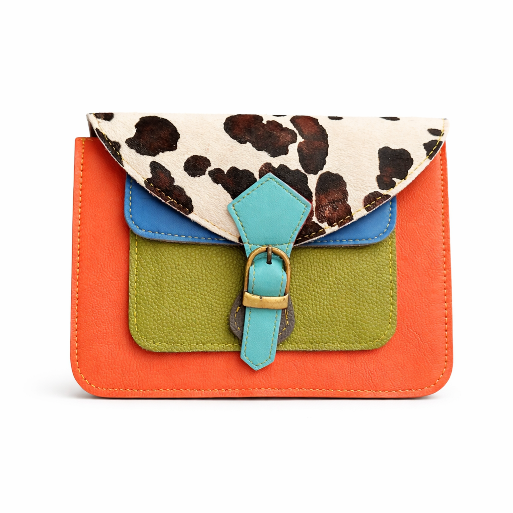 vanMauZ - Lederen dierenprint tas Jente - Oranje