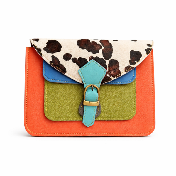 vanMauZ - Lederen dierenprint tas Jente - Oranje