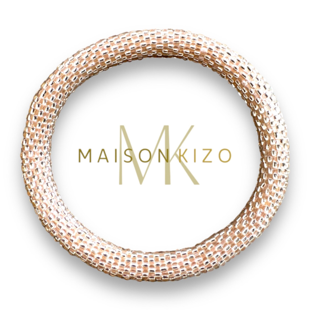 Nepalese armband met glazen kralen - goud, zilver, zwart, rose