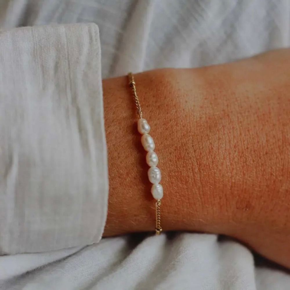 Armband Achille - Witte zoetwaterparels