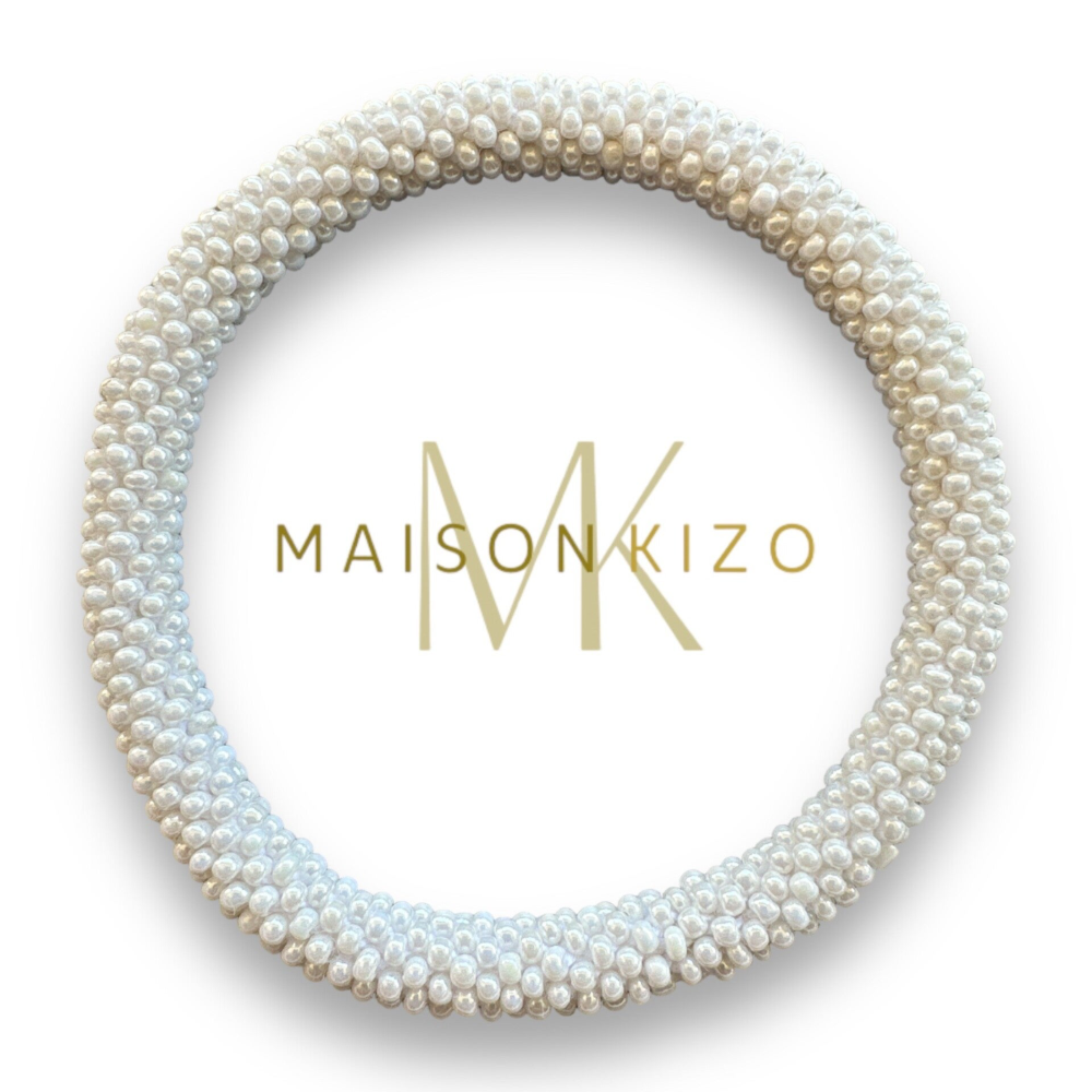 Nepalese armband met glazen kralen - goud, zilver, zwart, rose