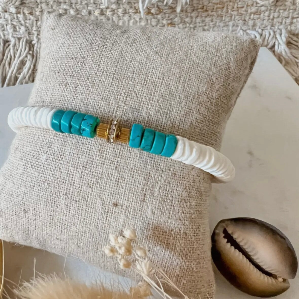 Armband Maladives - Witte en blauwe kralen