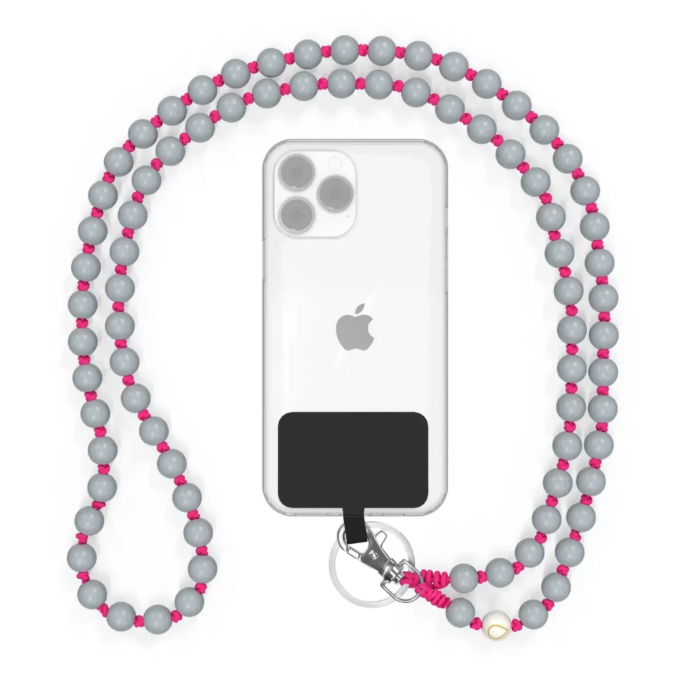 Telefoonketting met kralen - Roze Haai
