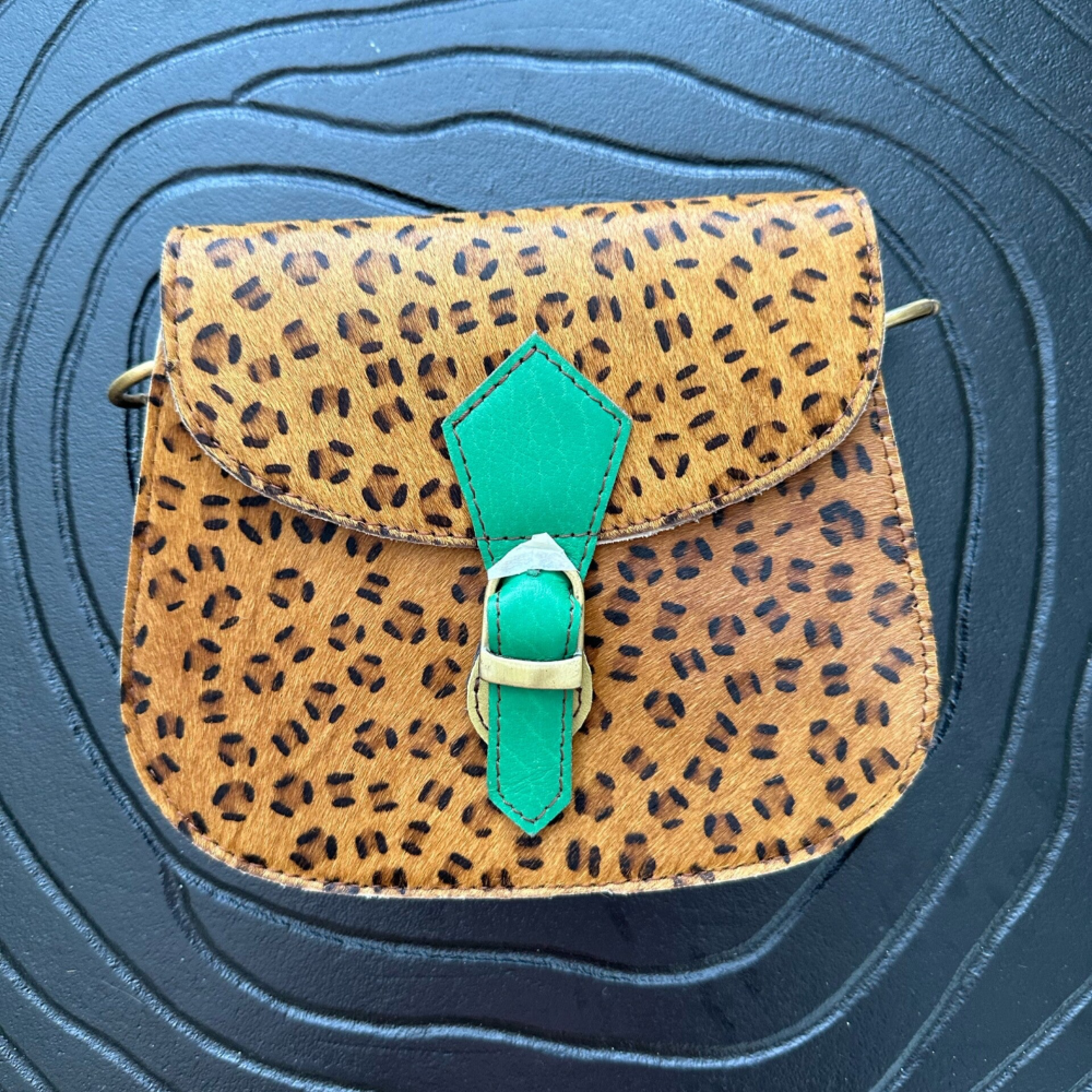 vanMauZ - Lederen dierenprint tas Suze Full Hairy - Bruin