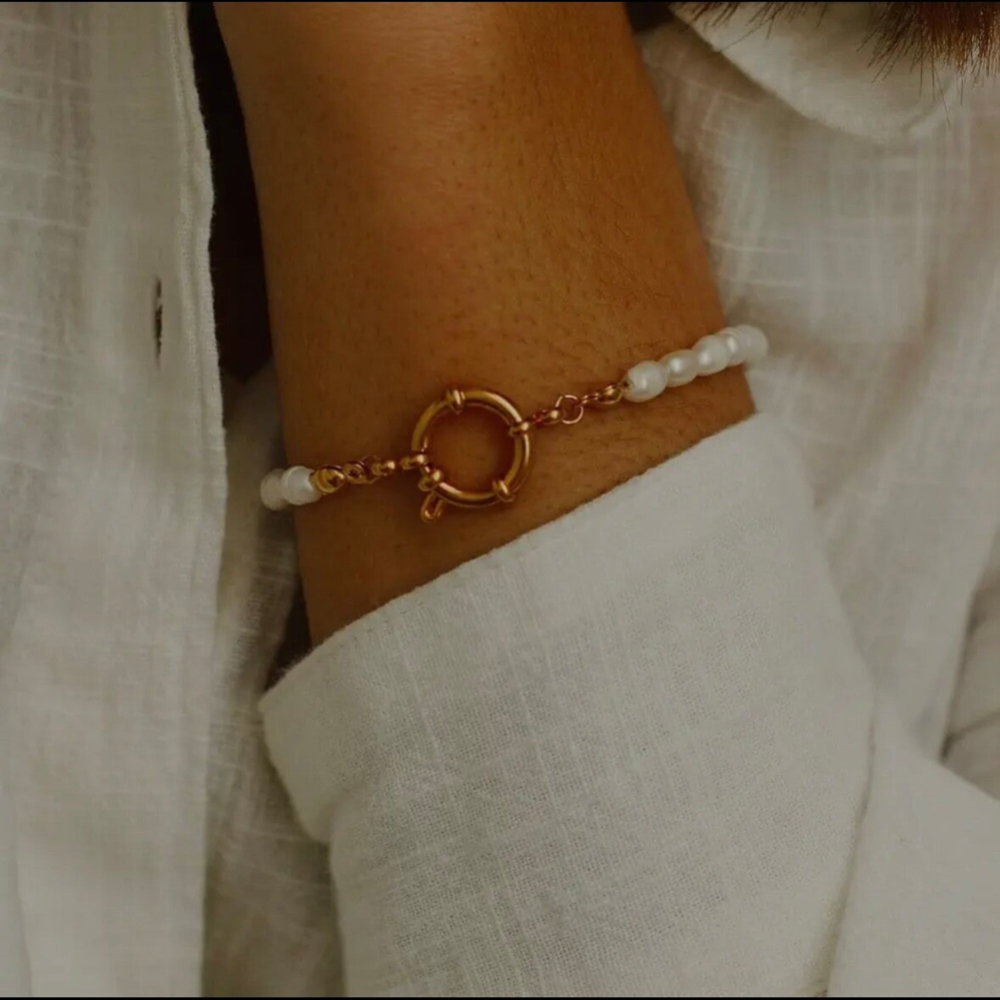 Armband Cassis - Witte zoetwaterparels