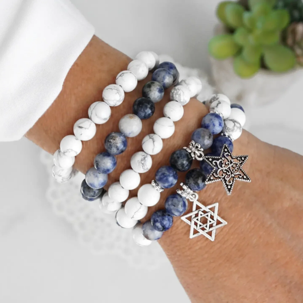 Armband Star of David Israel in blauw/wit