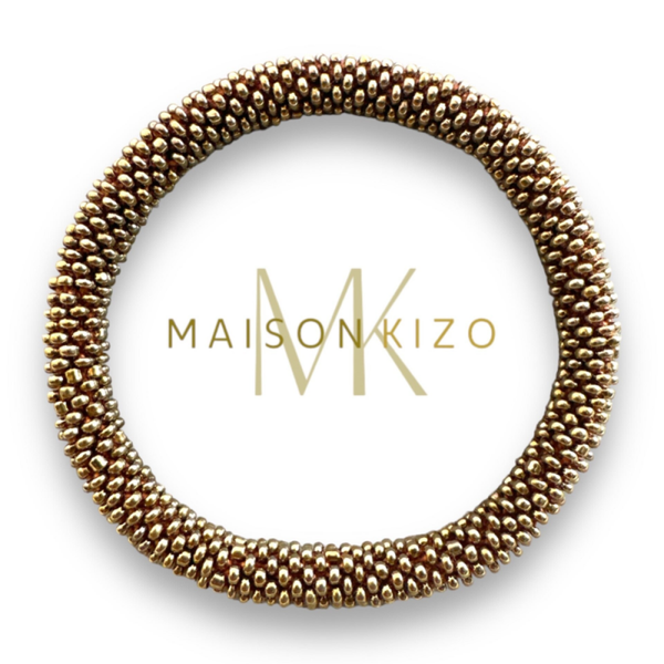 Nepalese armband met glazen kralen - goud, zilver, zwart, rose