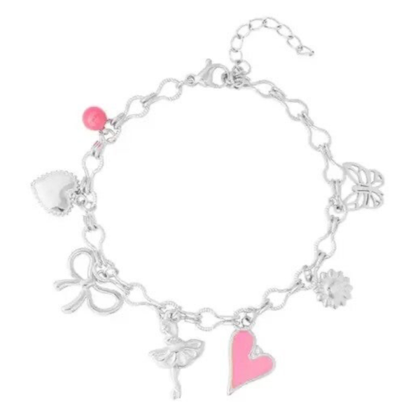 Armband Zilver met bedeltjes - Roze