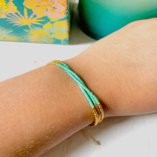 Miyuki verstelbare parelarmband set - goud/groen