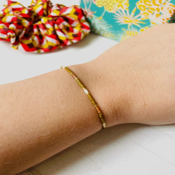 Miyuki verstelbare parelarmband - kaki