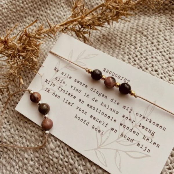 Armband Edelstenen Affirmatie - Rhodoniet