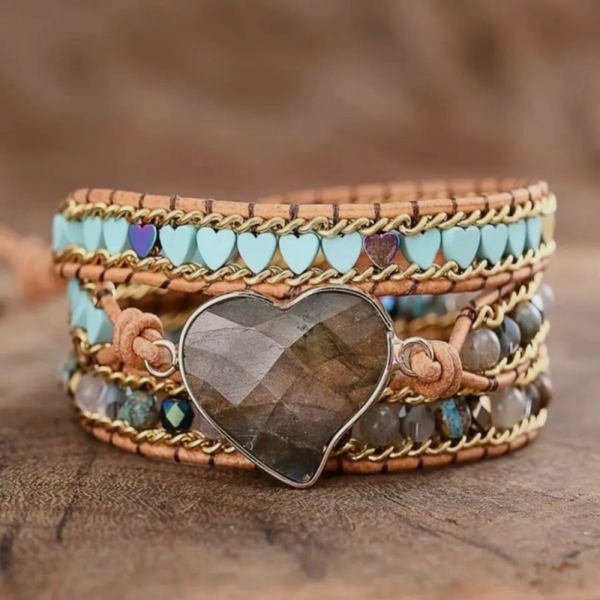 Labradoriet hart kralen armband