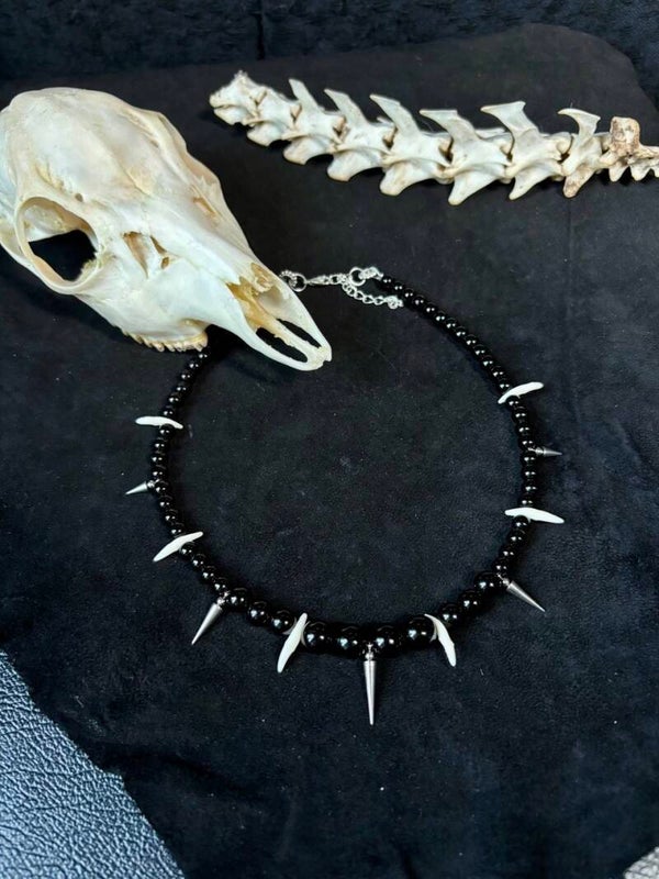 Marten Teeth Shiny Beads Necklace