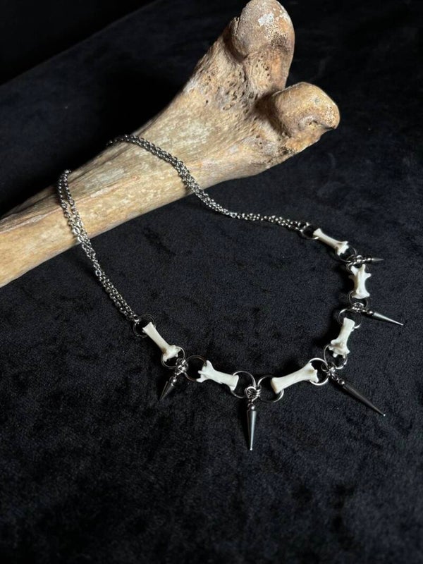 Tiny Marten Bones & Spikes Necklace