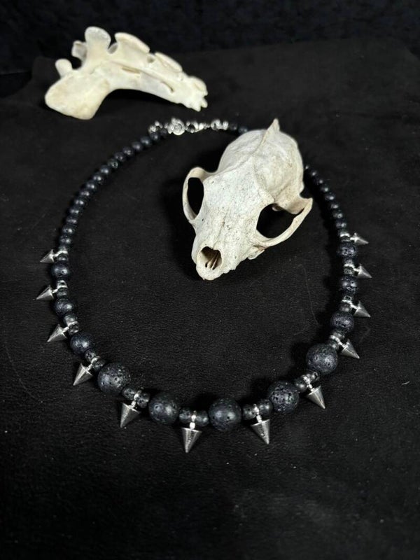 Spikes & Lava Beads Necklace