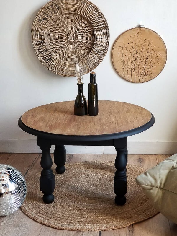 Petite Table Basse Vintage Noire Mat Suzanne