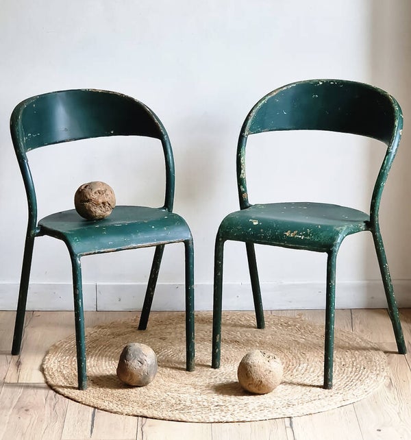Suzanne & Marcel — Paire de chaises métalliques ancienne