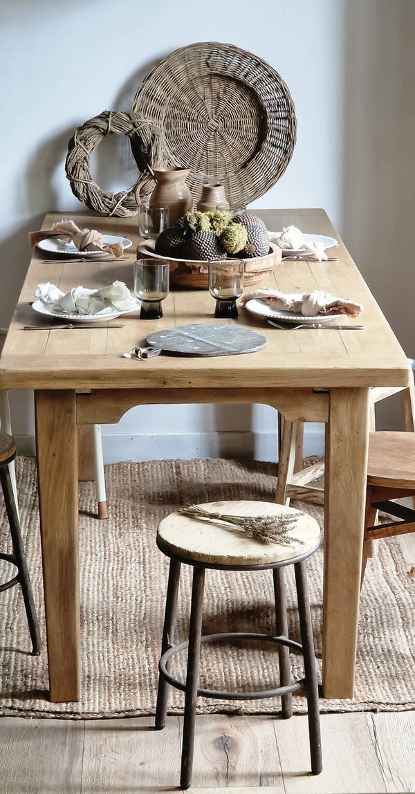 Grande table bois ancienne Sidonie a rallonges/vintage/bois