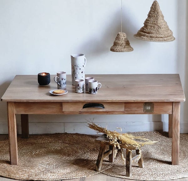 Table basse de ferme ancienne en bois restauré Amandine