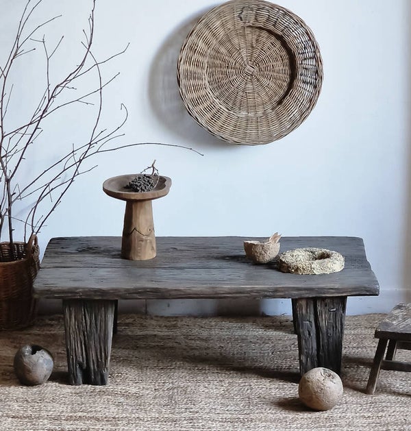 Natsume — Table basse en bois ancien, esprit wabi-sabi