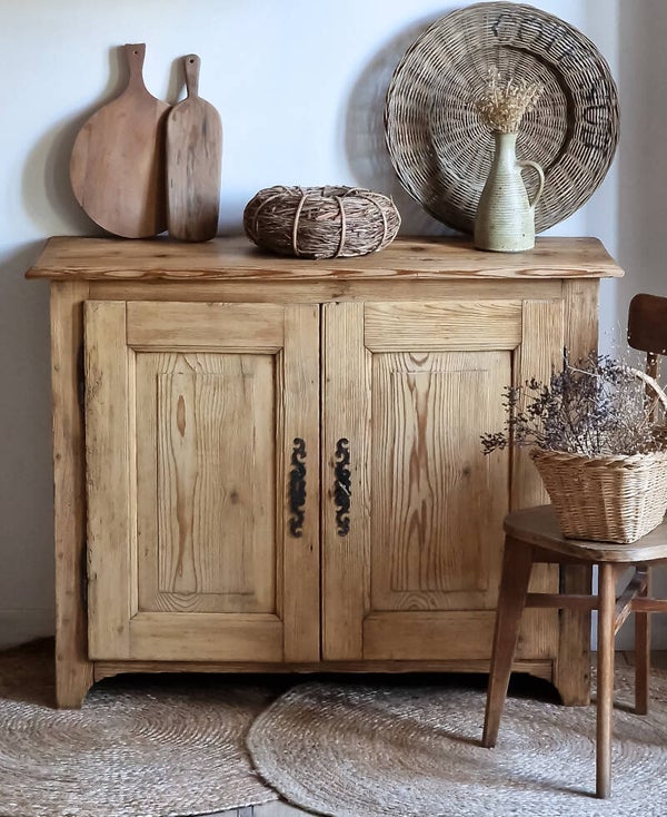 Buffet parisien ancien en bois, esprit campagne brute Agnan