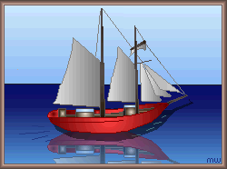 Segelboot mit Schatten und Spiegelung