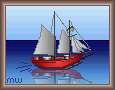 Kleenes Seegelboot überarbeitet mit Spiegelung