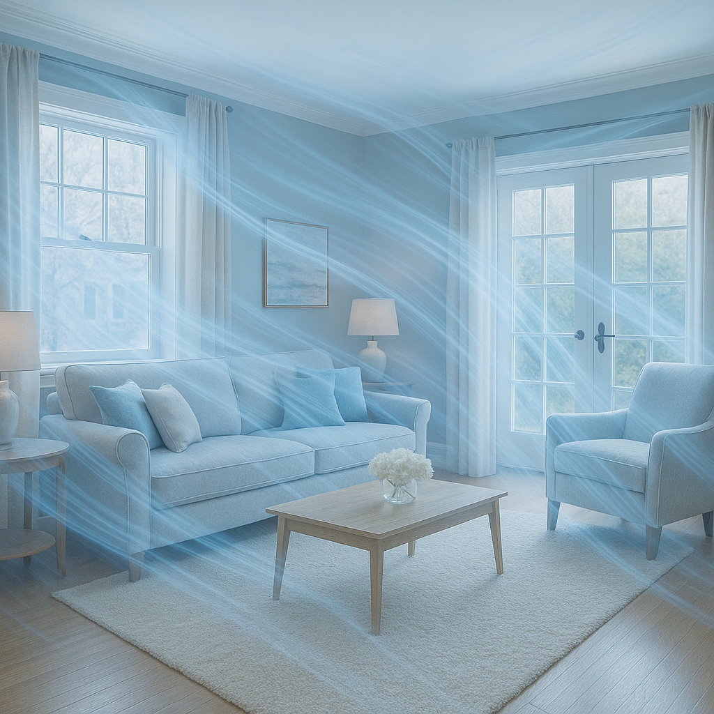 Cool air flowing through a house from a quality AC System