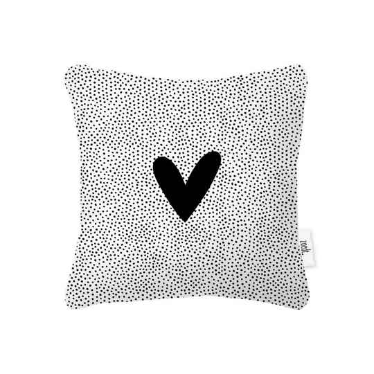 Zoedt Buitenkussen wit met zwart hart en dots patroon 40x40cm