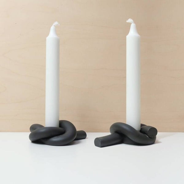 Knot candle holder zwart