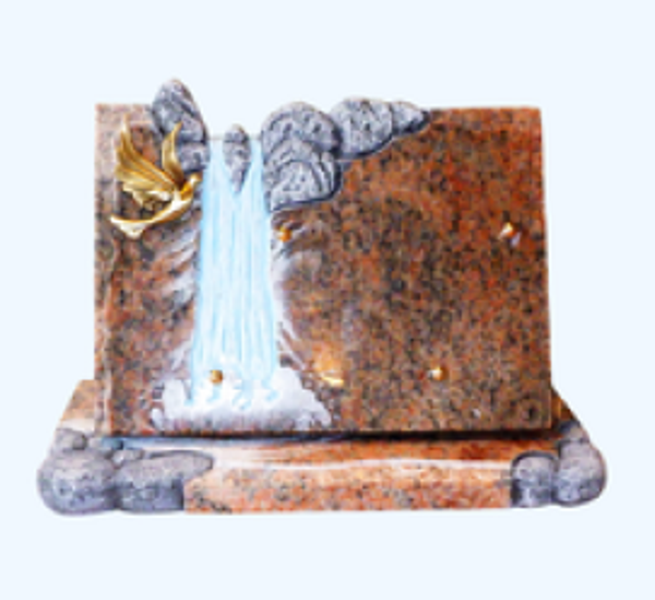 N°2 Plaque - gravure rochers, chute d’eau avec bronze aléatoire