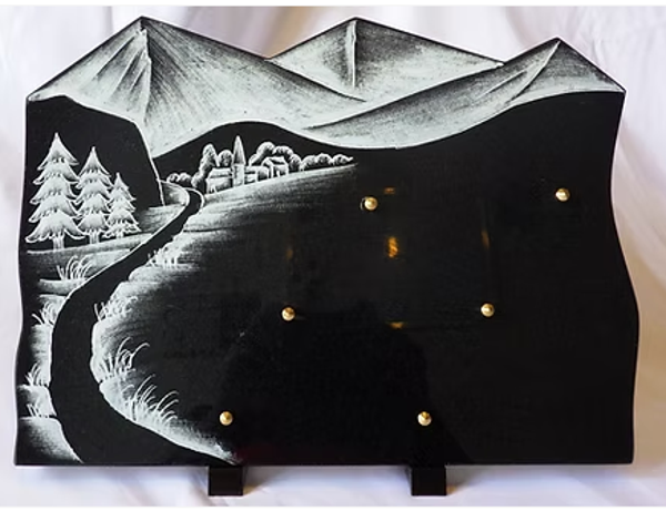 N°10 Plaque forme gravure chemin, montagne