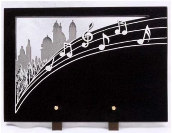N°3 Plaque rectangulaire gravure : notes de musique