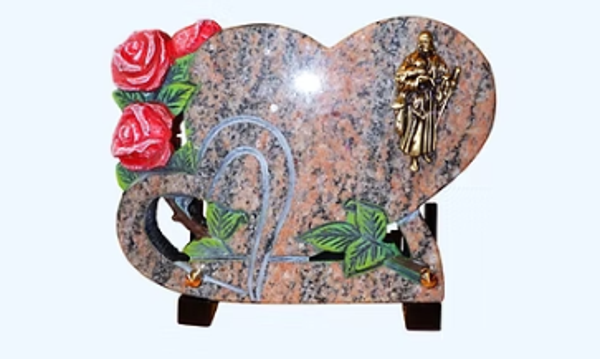 N°31 Plaque cœur avec bronze aléatoire gravure : branche de rosier