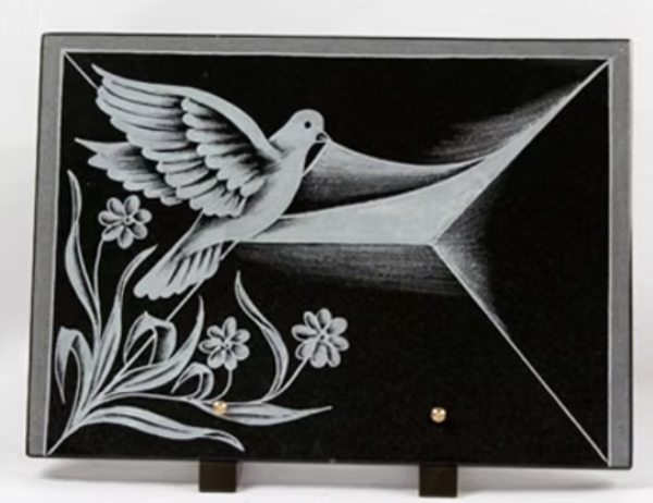 N°4 Plaque rectangle gravure : Colombe, enveloppe