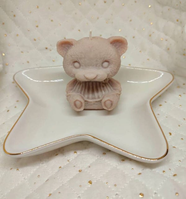 Ourson de Noël senteur Pain d'épices avec coupelle étoile