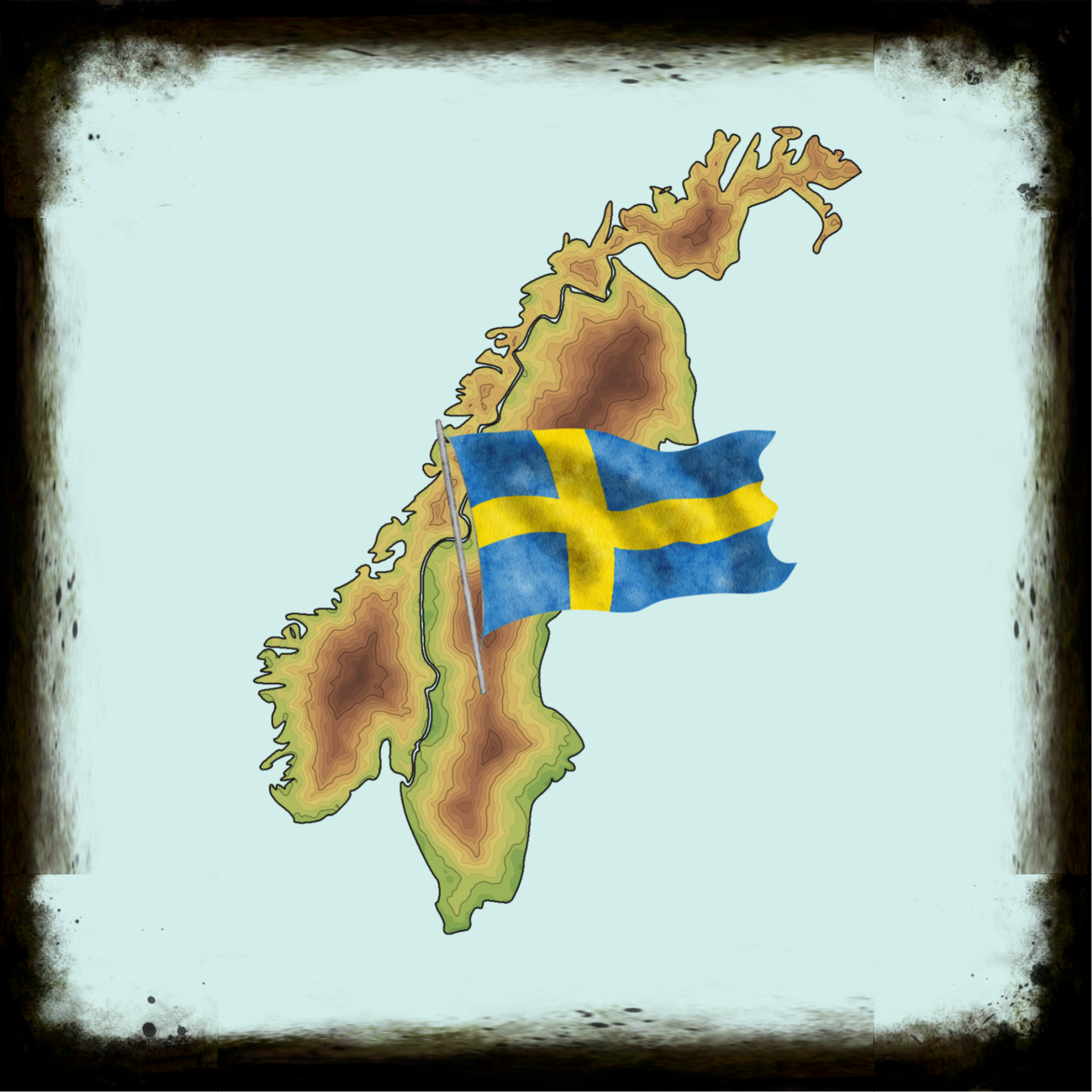 Schwedische Landkarte mit Flagge