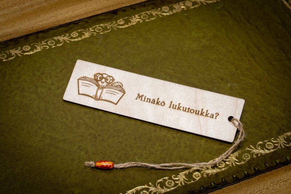 Puinen kirjanmerkki - Minäkö lukutoukka