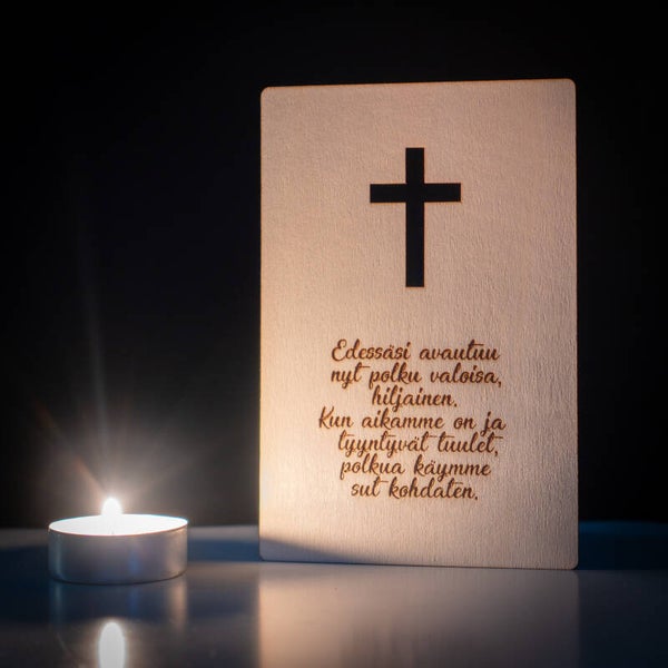 Edessäsi avautuu nyt polku valoisa... - surukortti, pysty