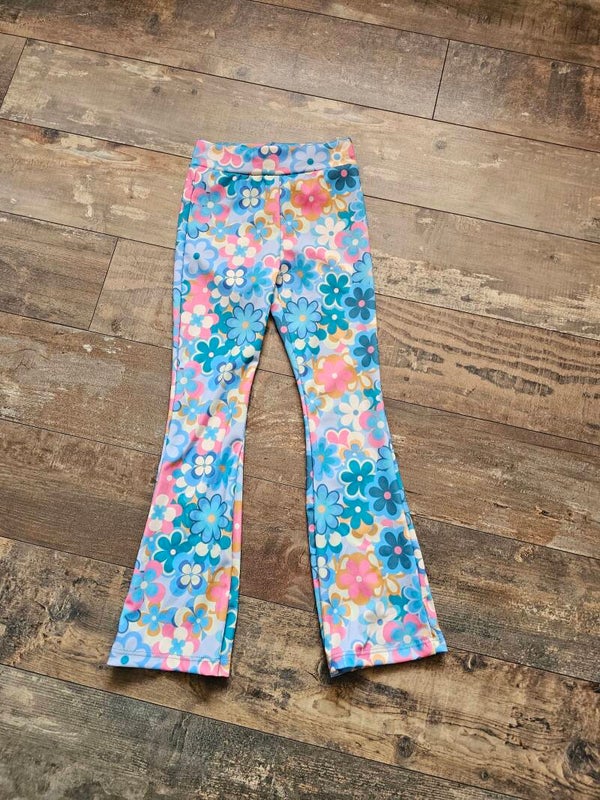 Flared broek bloem licht blauw