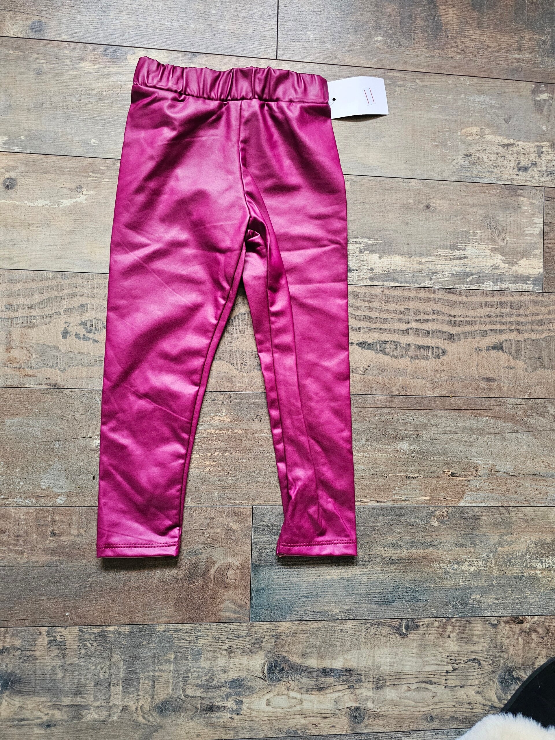Lederlook legging fuchsia