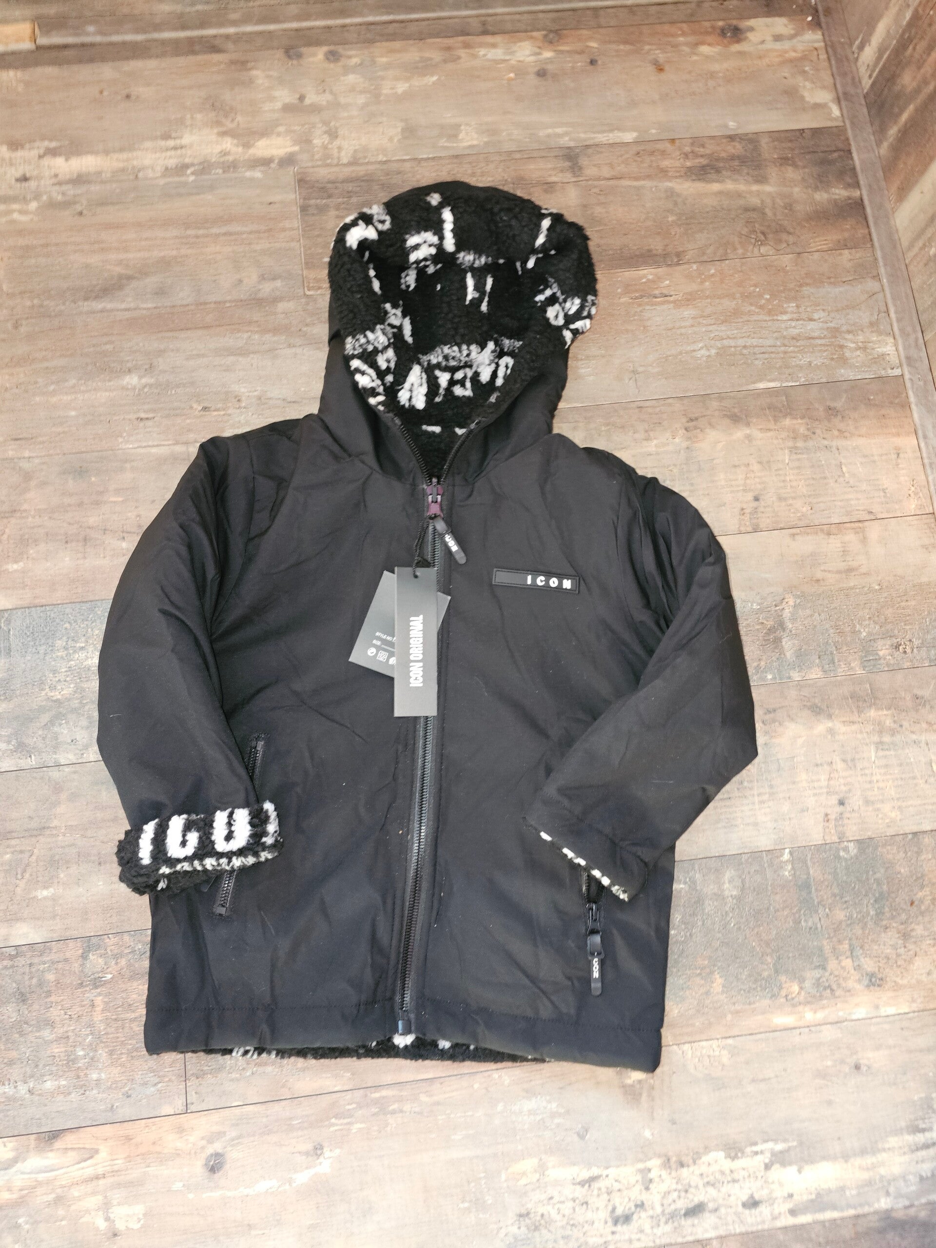 Icon Winterjas 2 kanten draagbaar kk 1372 zwart