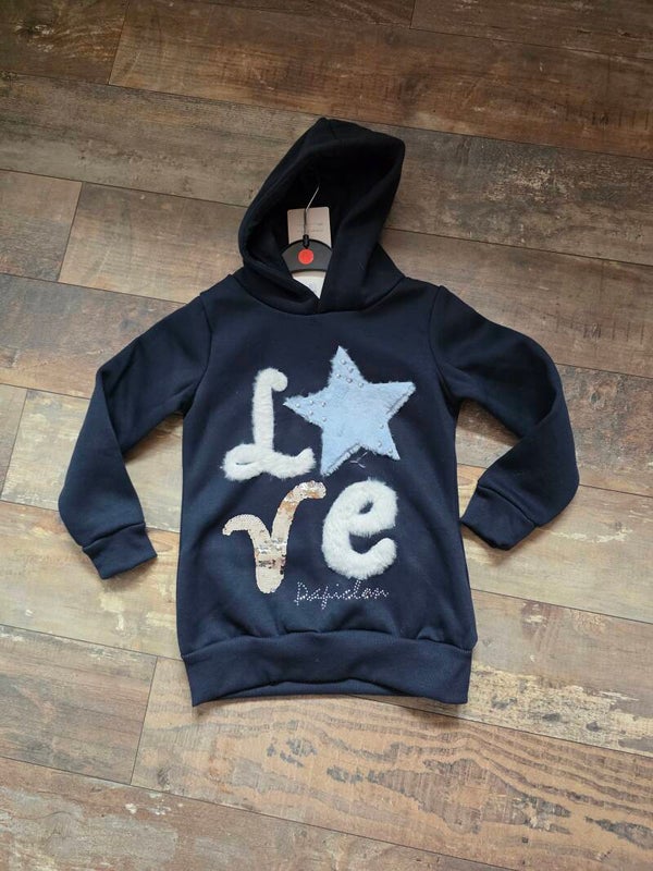 Lange sweater blauw