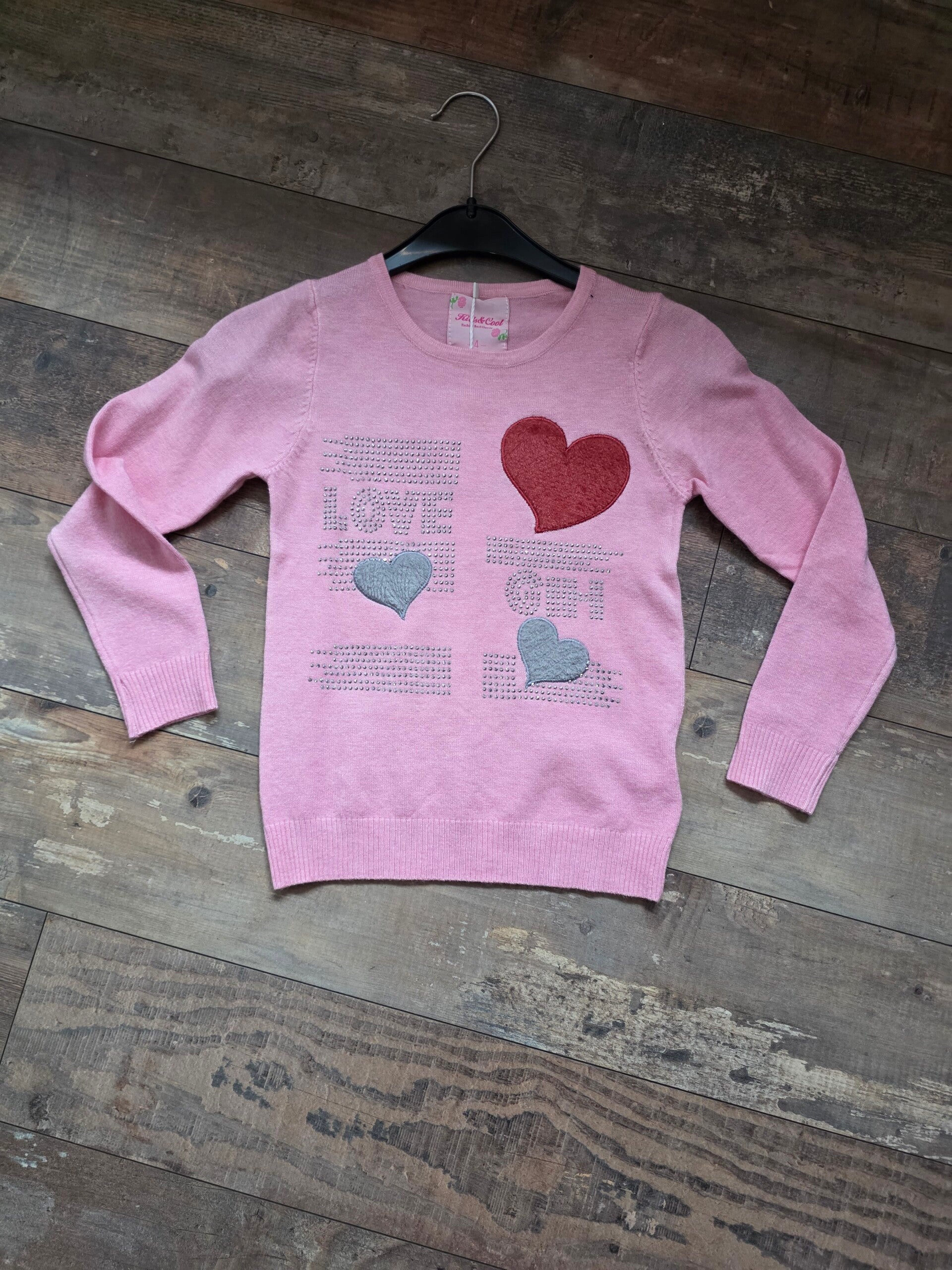 Dun truitje hartje glitters roze