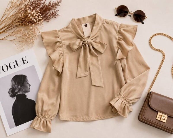 Top satijn beige/goud