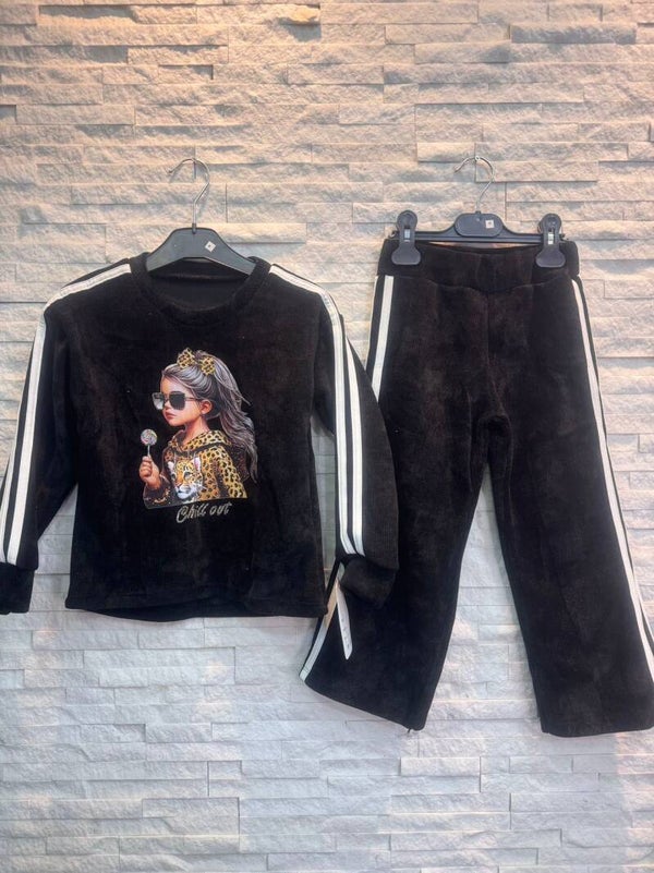 Rib velours  zwart